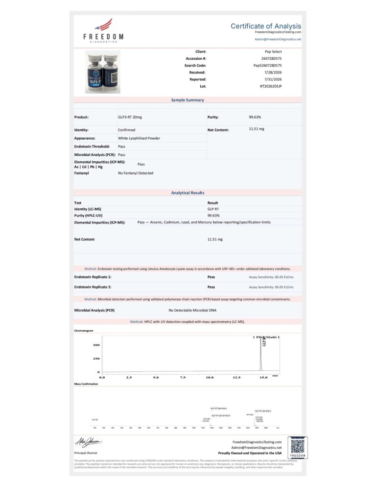 Retatrutide 10mg certificate page
